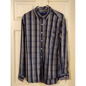 COLE HAAN MENS XL LONG SLEEVE BUTTON UP STRIPED COTTON NYLON BLEND